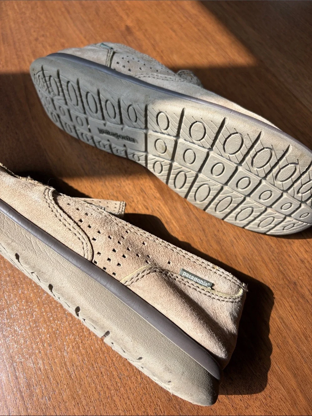 Patagonia Men's Perforated Slip-On Loafers in Beige and Light Green
